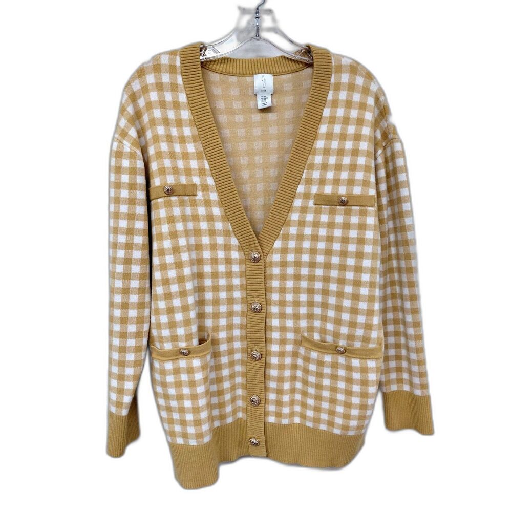 Joie Gingham Button Front Cardigan - Size Medium